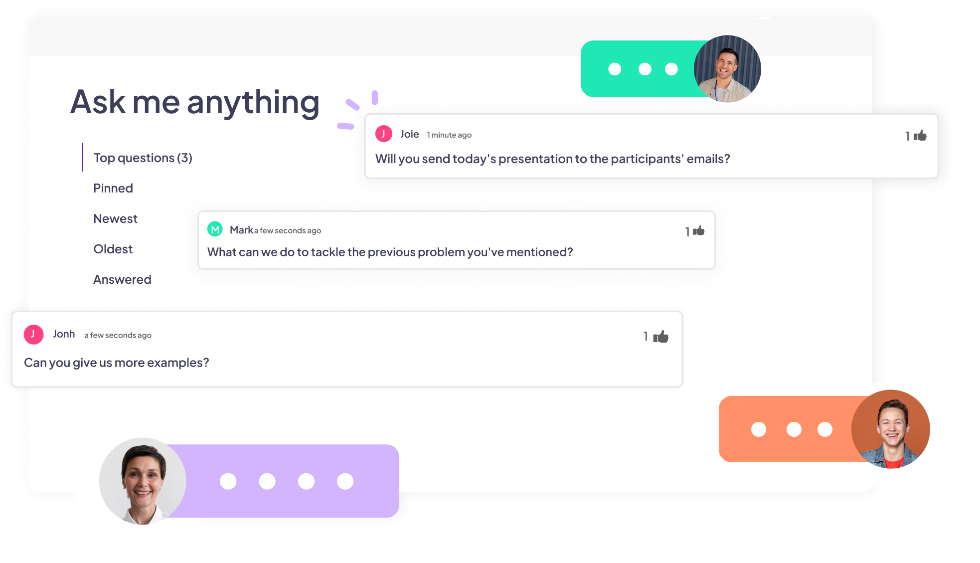 A Q&A slide on AhaSlides with participants' questions