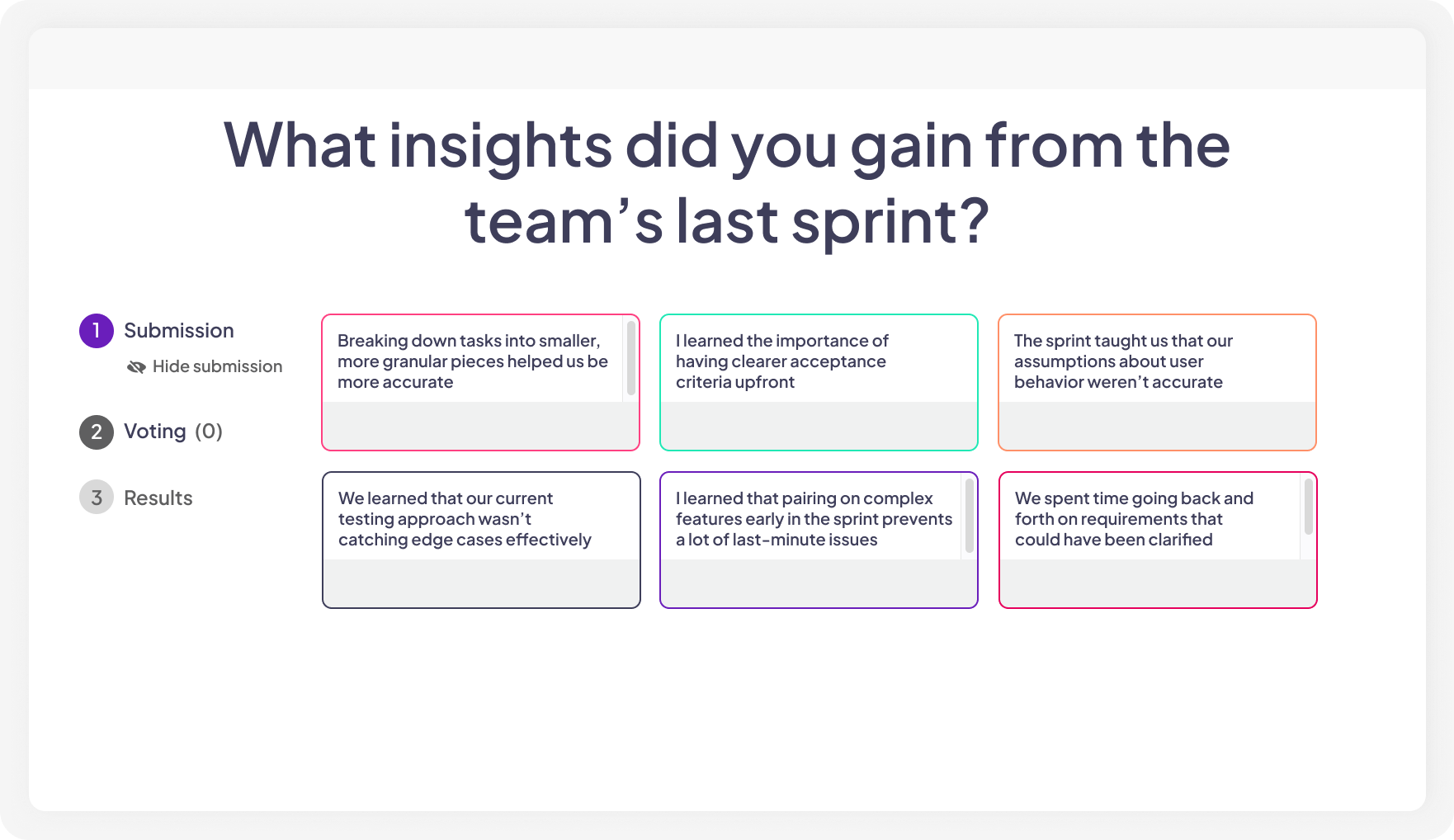 An brainstorming poll on AhaSlides which enables participants to arrange the items in correct order