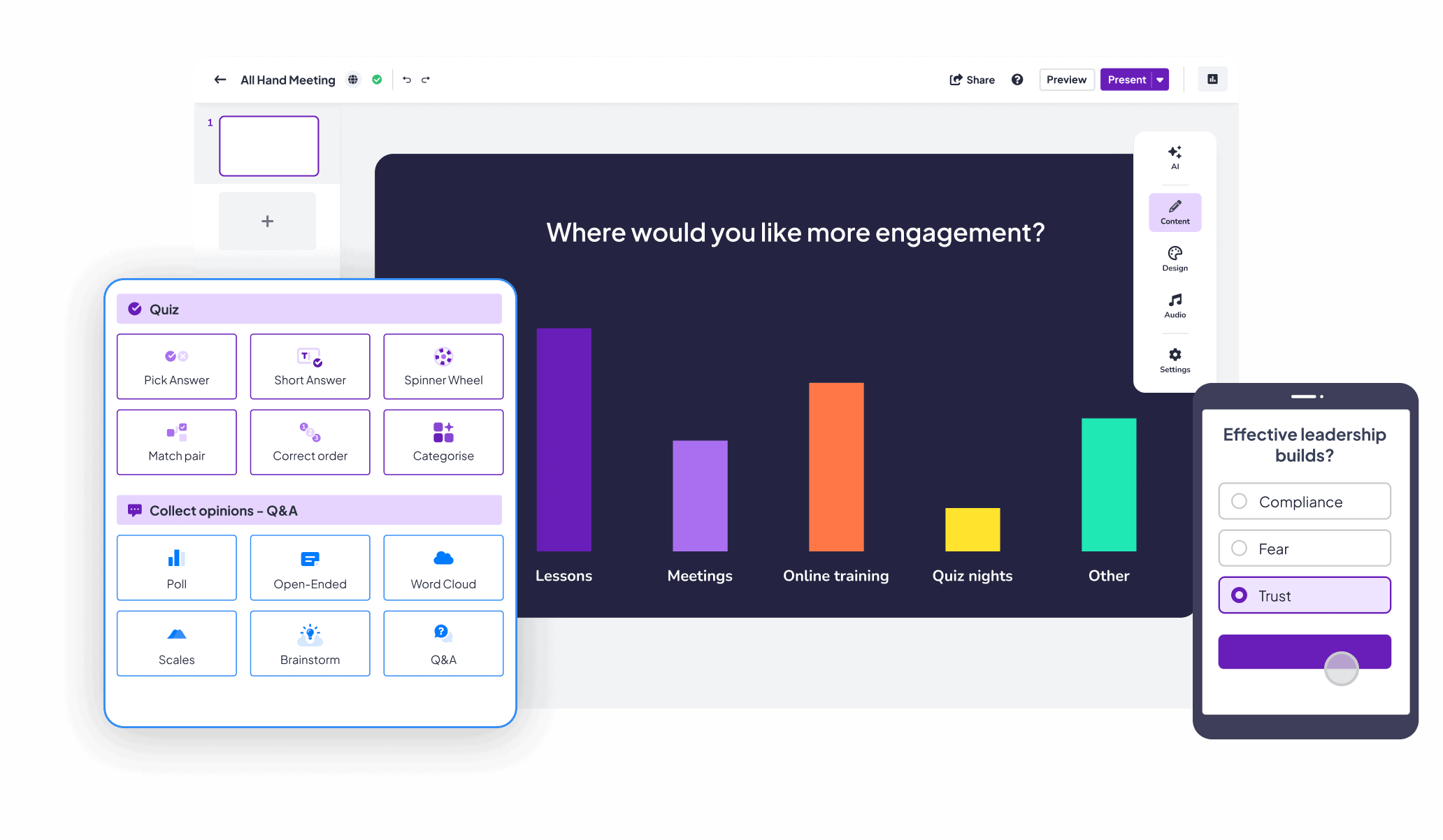 AhaSlides provides Live Quizzes and Polls