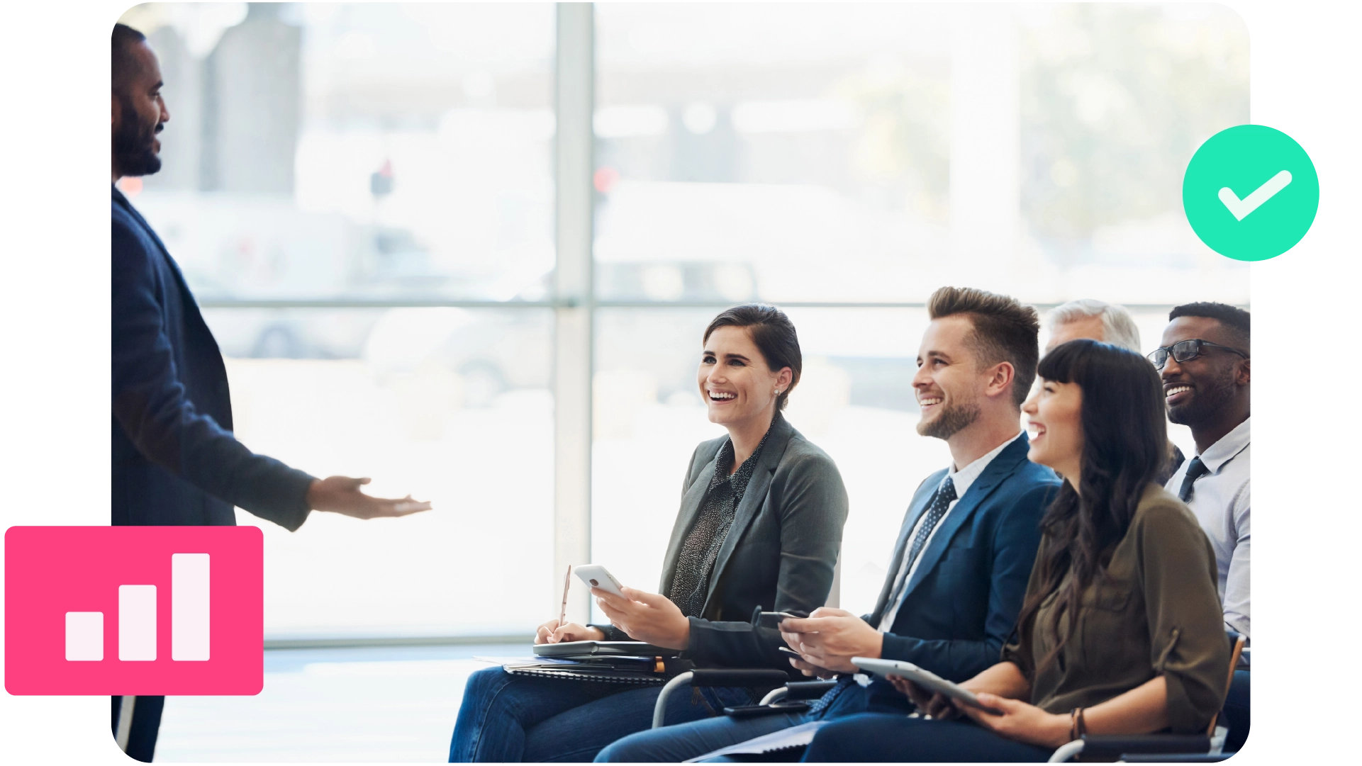 A speaker talking in front of an engaged crowd